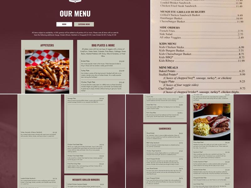 J. Cody's Steak and Barbeque Menu