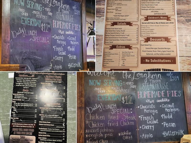 Longhorn Tavern Steakhouse Menu