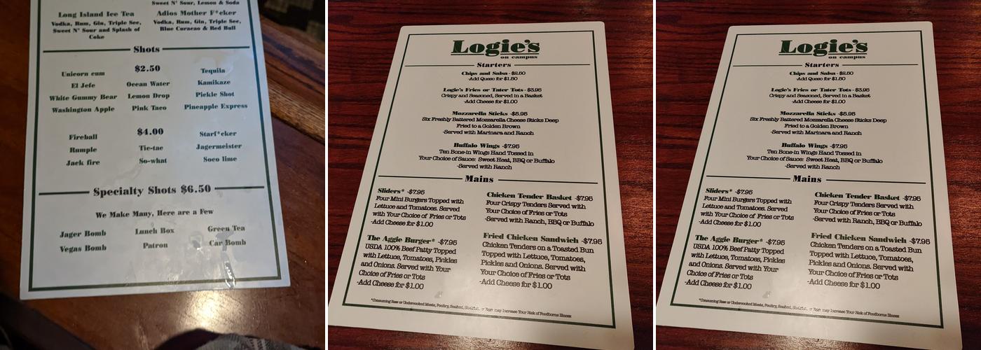 Logie’s Menu