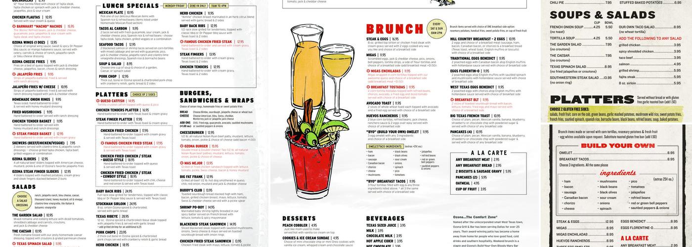 Ozona Grill and Bar Menu