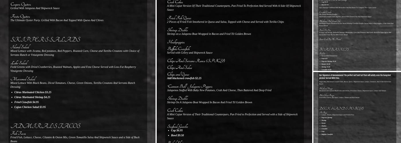 Shipwreck Grill Menu