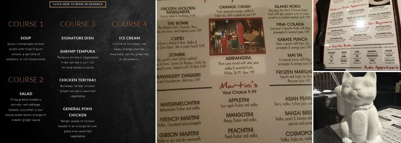 Arirang Hibachi Steakhouse Menu
