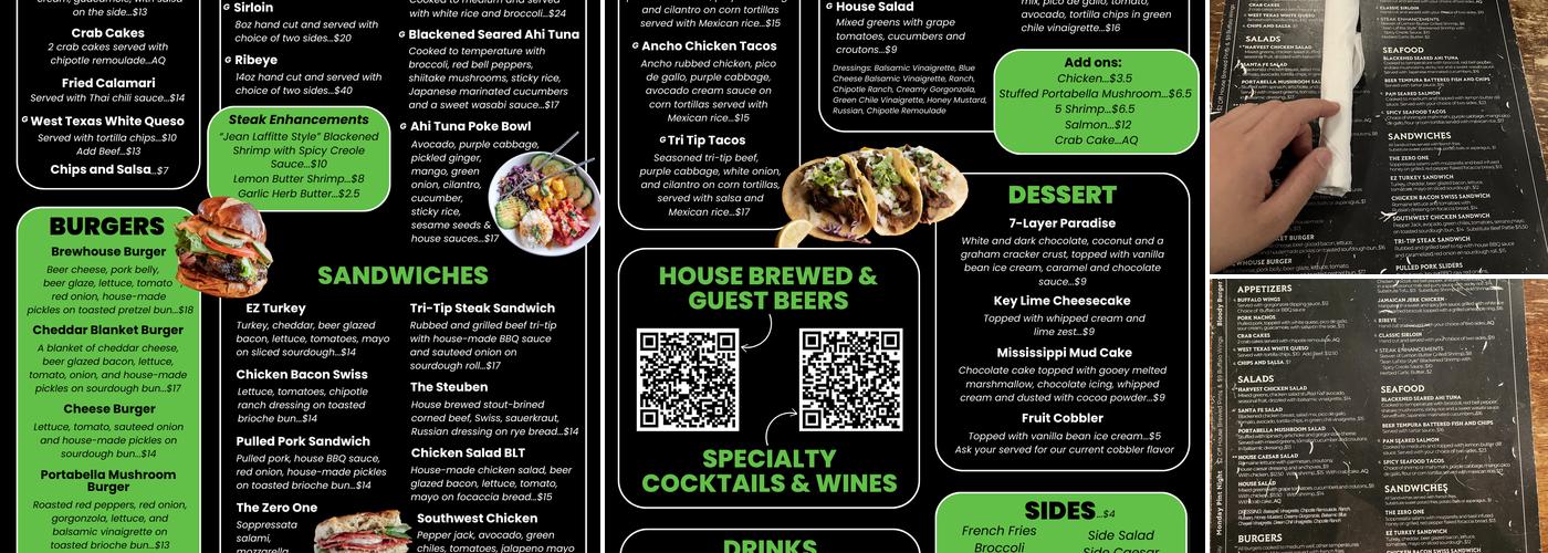 Zero One Brewing Company Menu