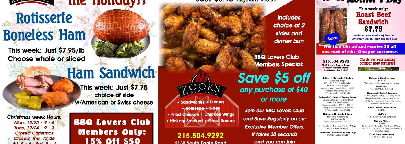 Zook's BBQ Barn Menu