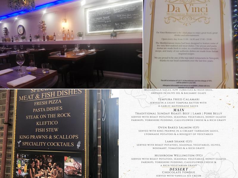 Da Vinci Restaurant Menu