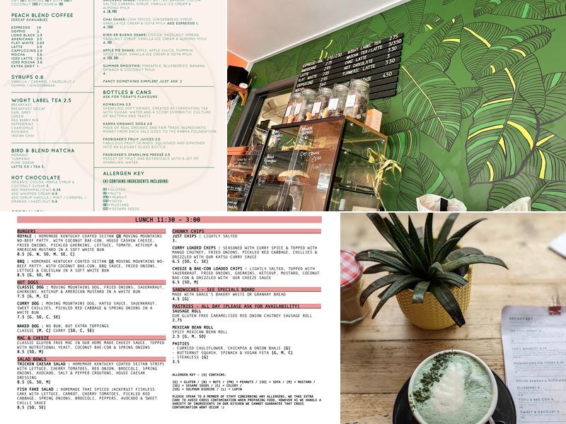PEACH Vegan Kitchen & Zero Waste Store Menu