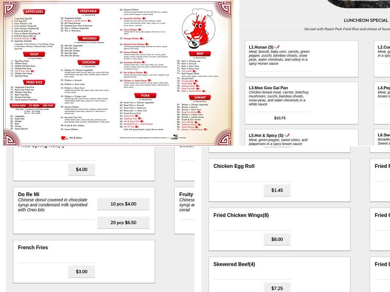 Dragonlicious Menu