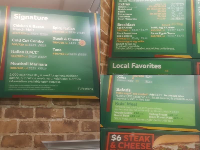 Subway Menu