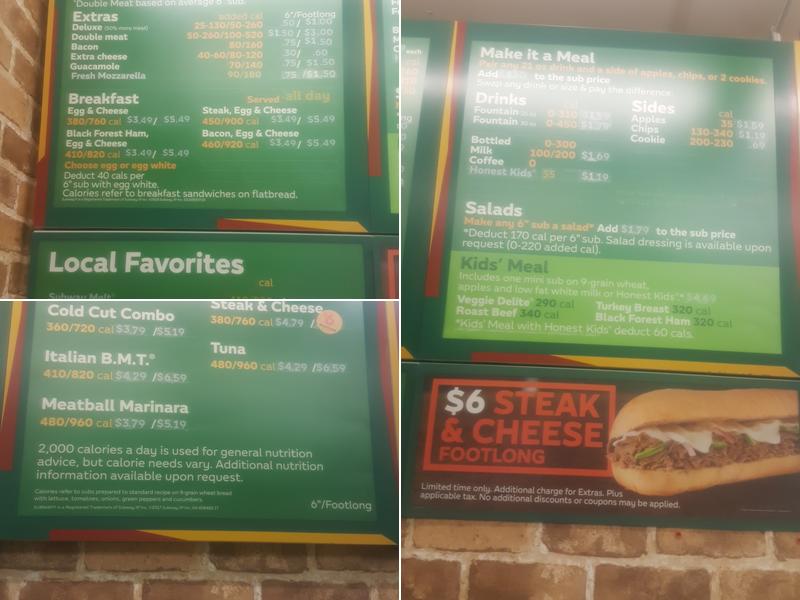 Subway Menu