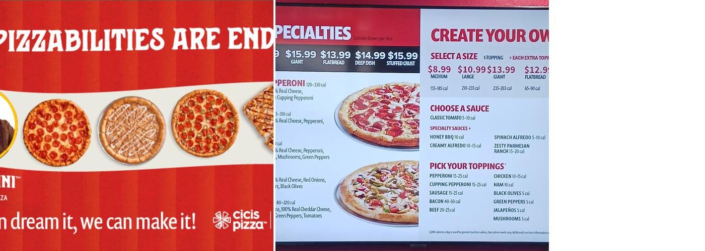 Cicis Pizza Menu