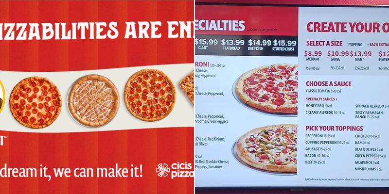Cicis Pizza Menu