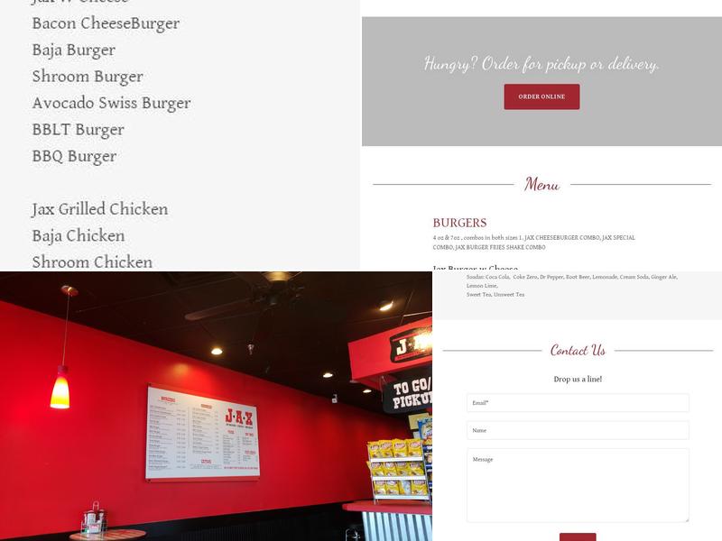 Jax Burger Fries & Shakes Menu