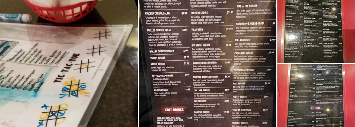 Pop Top Burgers Menu
