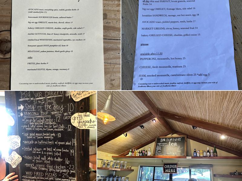 Big Sur Bakery Menu