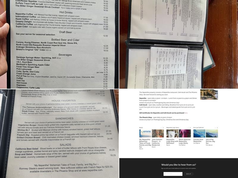 Nepenthe Menu