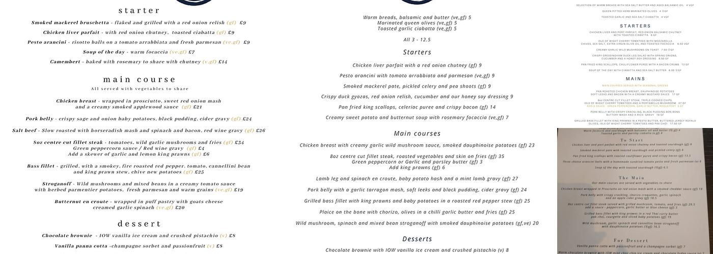 Hewitt's Restaurant & Rooms Menu