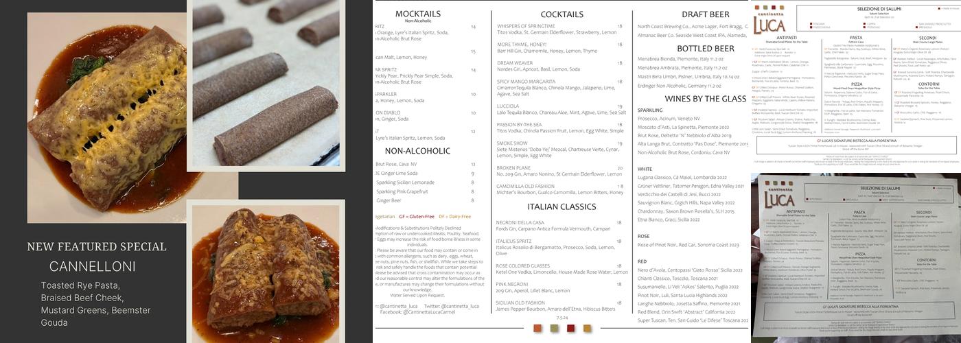Cantinetta Luca Menu