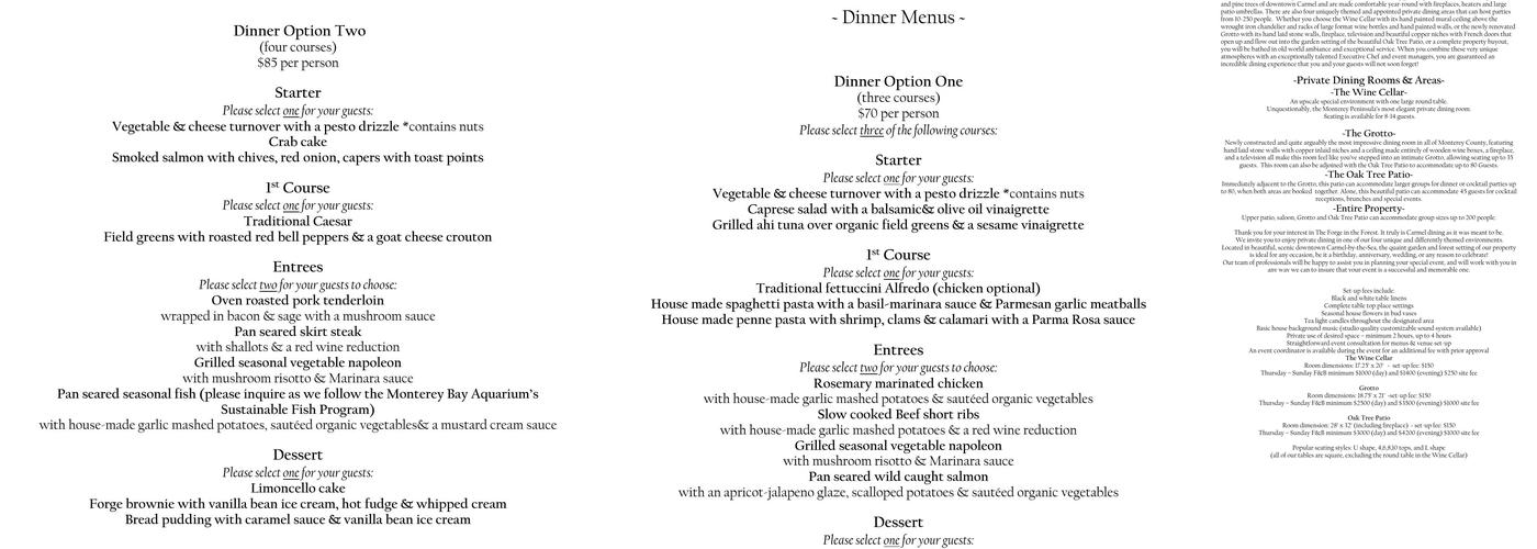 Forge in the Forest Menu