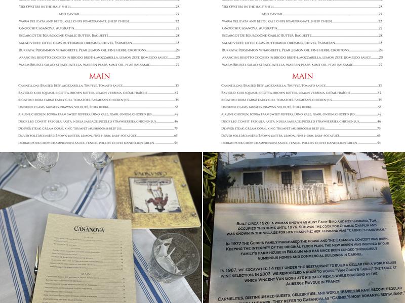 Casanova Menu