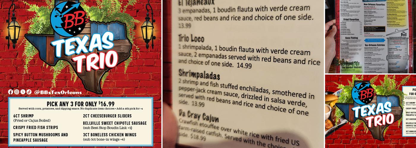 BB's Tex-Orleans Menu