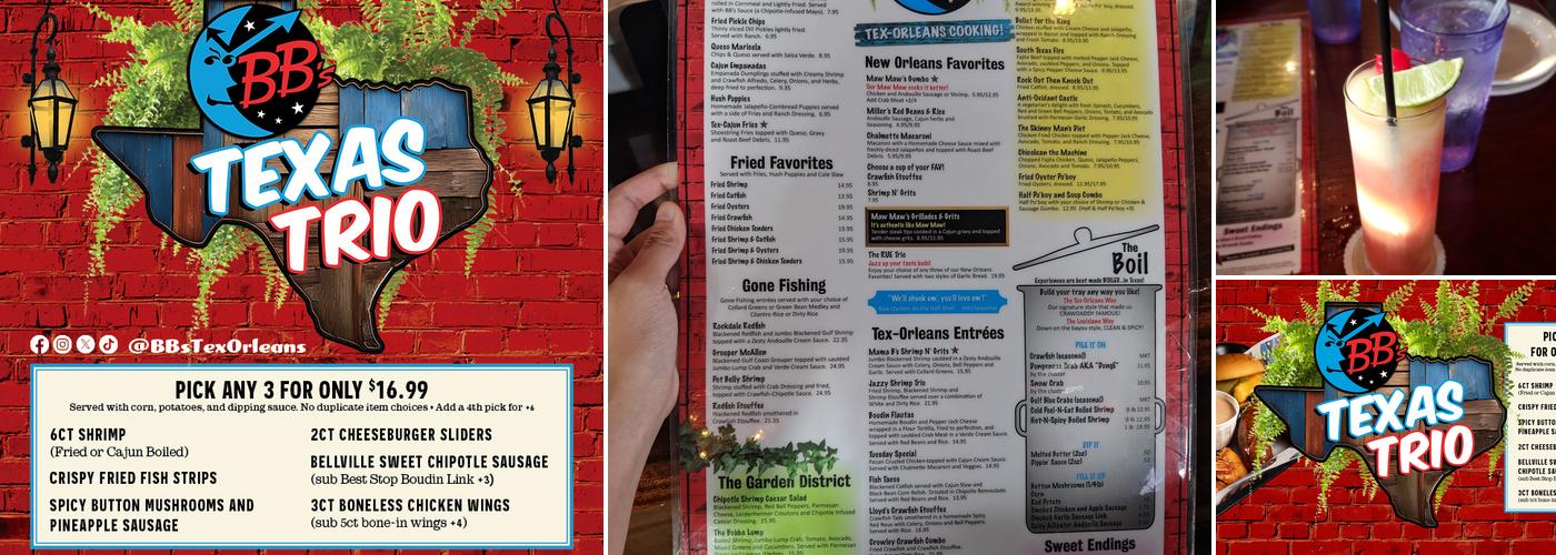 BB's Tex-Orleans Menu