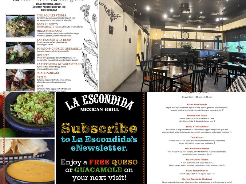 La Escondida Menu