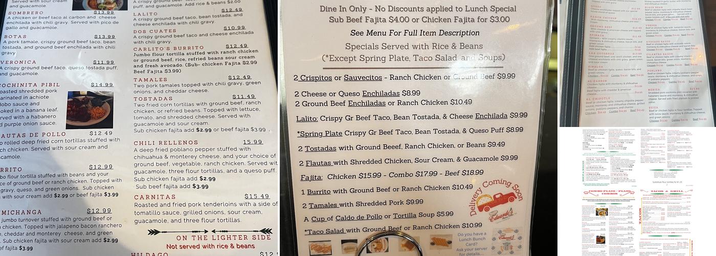 Eduardo's Mexican Kitchen Menu