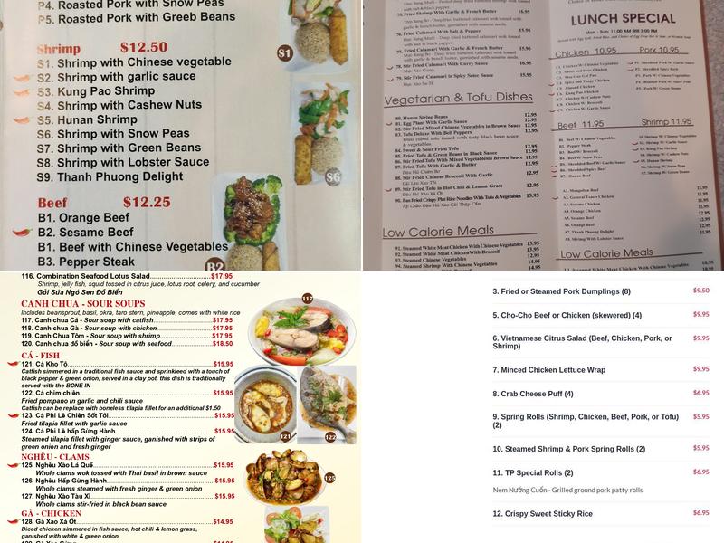 Thanh Phuong Menu