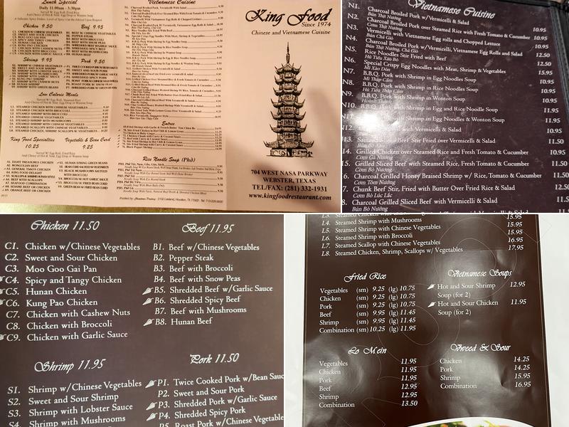 King Food Menu