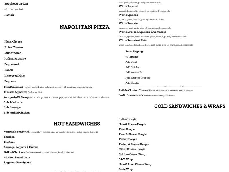 Buckingham Pizza Menu