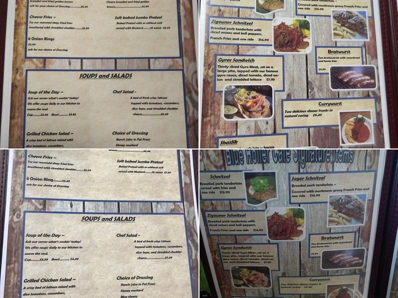 Blue Holler Cafe Menu