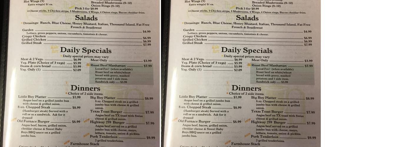 Bee Spring Restaurant Menu