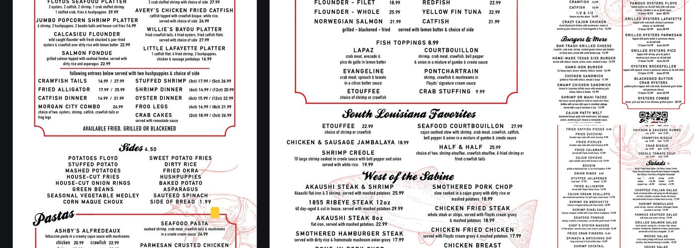 Floyds Seafood - Pearland Menu