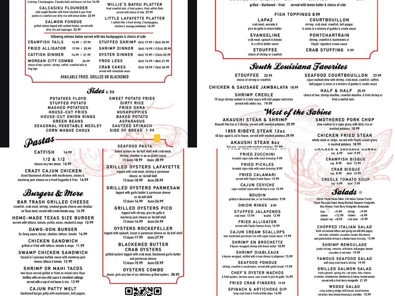 Floyds Seafood - Pearland Menu