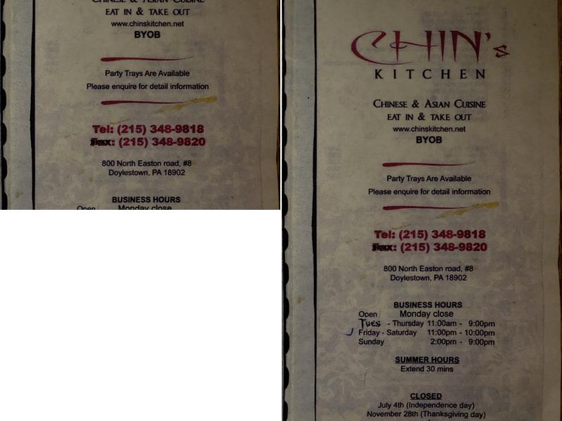 Chin's Kitchen Menu