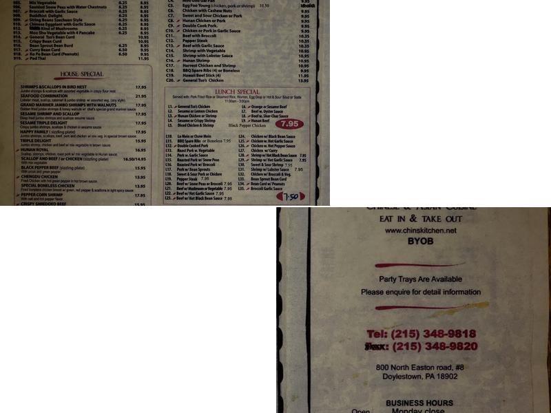 Chin's Kitchen Menu