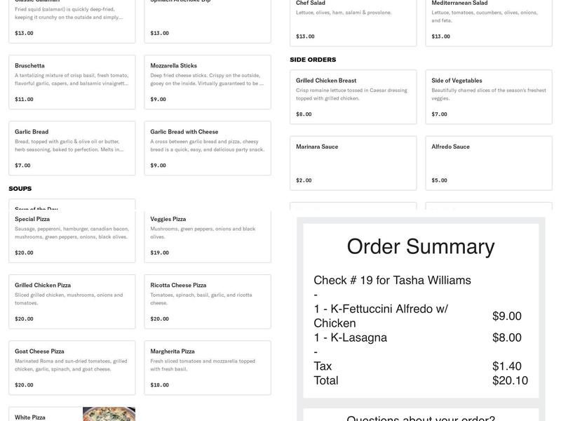 Spazo Restaurant & Bar Menu