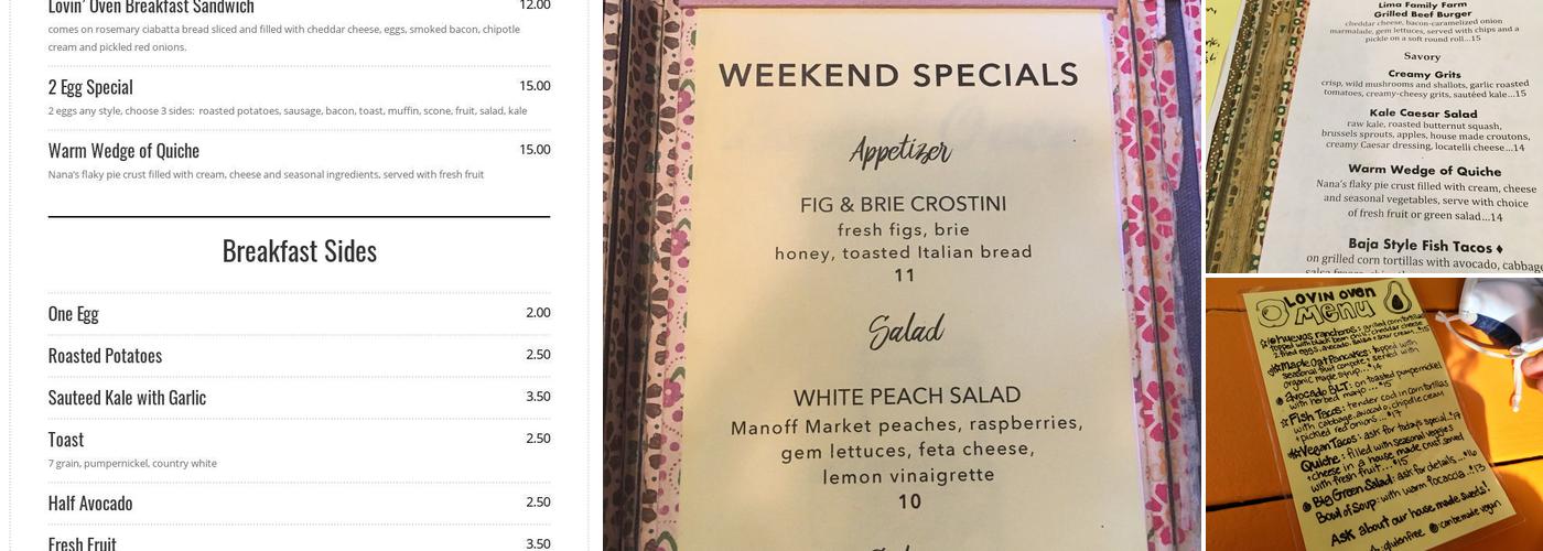 Lovin' Oven Menu