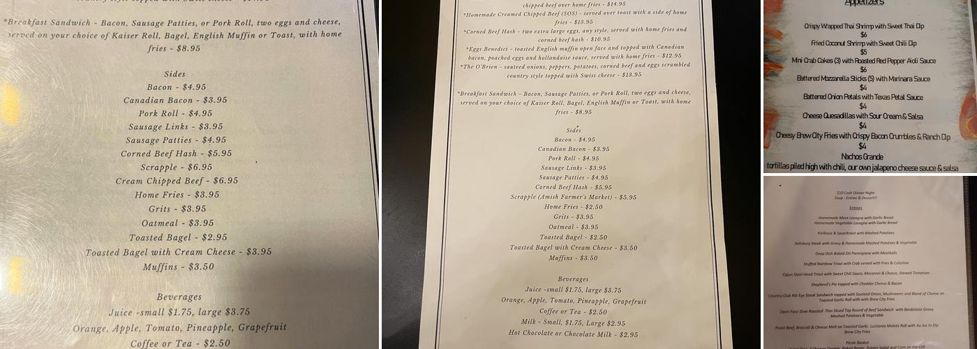 Amanda's Riverside Cafe Menu