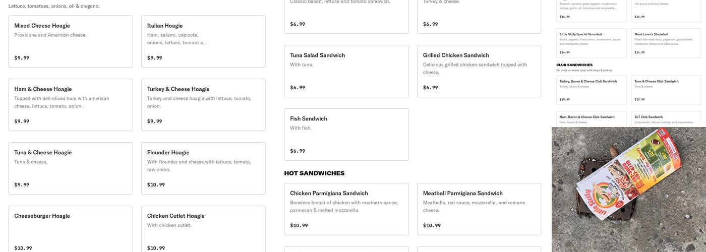 Little Sicily Pizza of Phila Menu