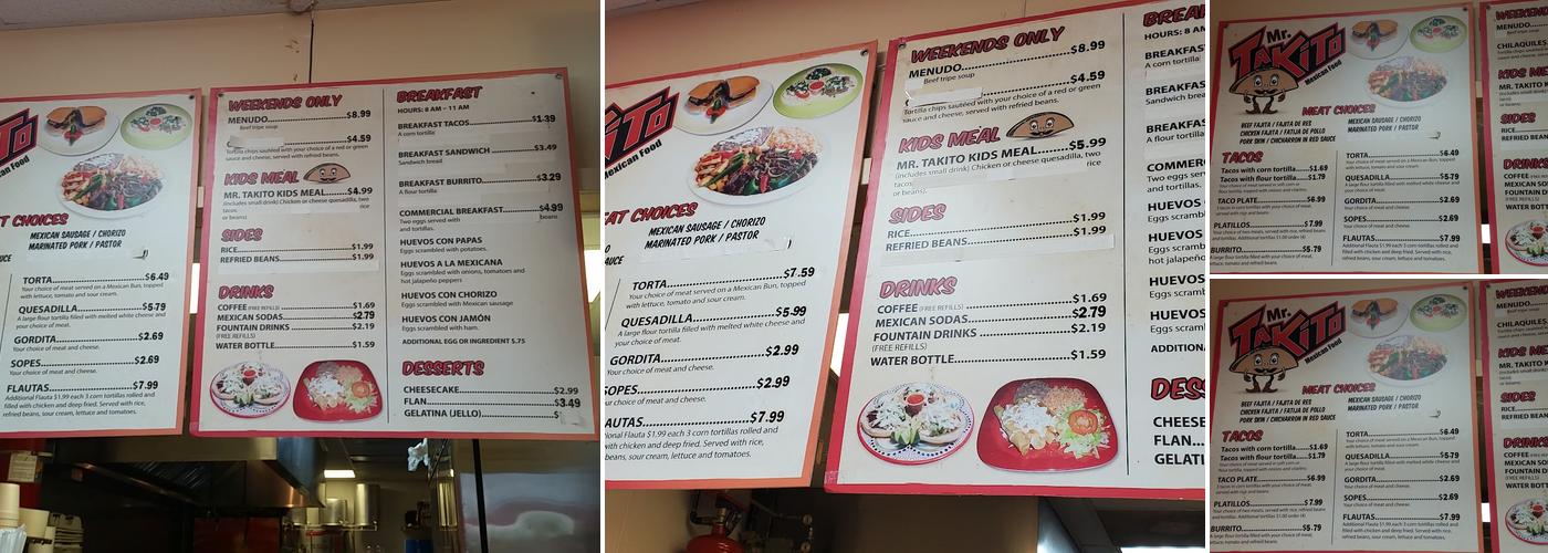 Mr Takito Menu