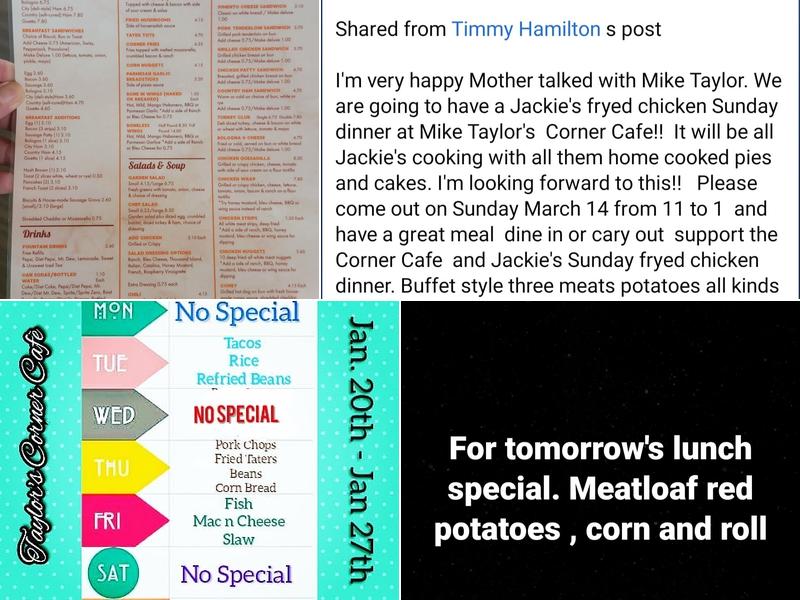 Youngblood's Corner Cafe Menu