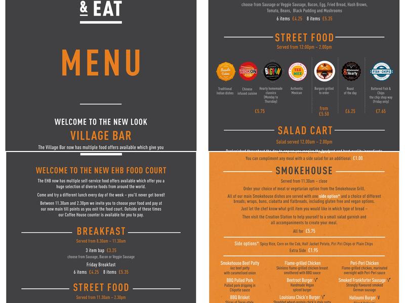 Village Bar Loughborough University Menu