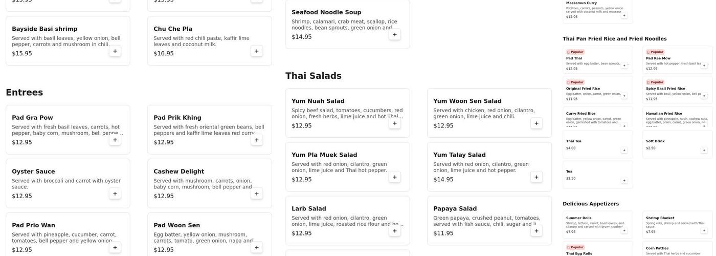 Thai Pan Restaurant Menu