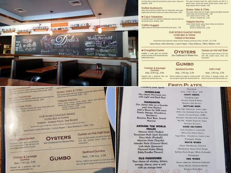 Dodie's Cajun Allen Menu