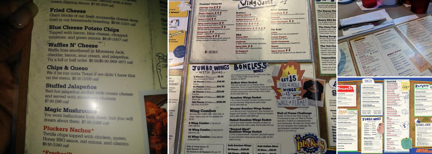 Pluckers Wing Bar Menu