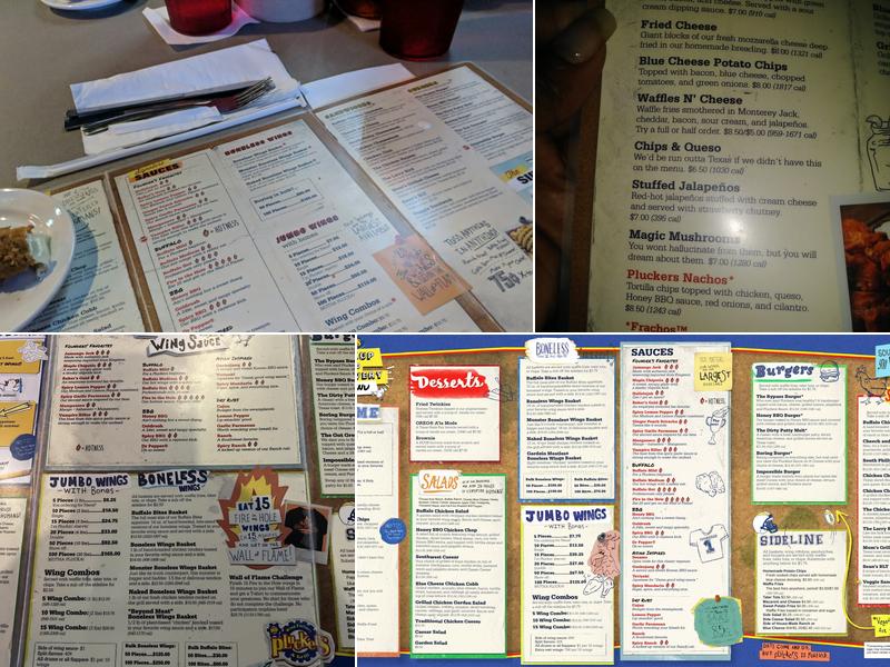 Pluckers Wing Bar Menu