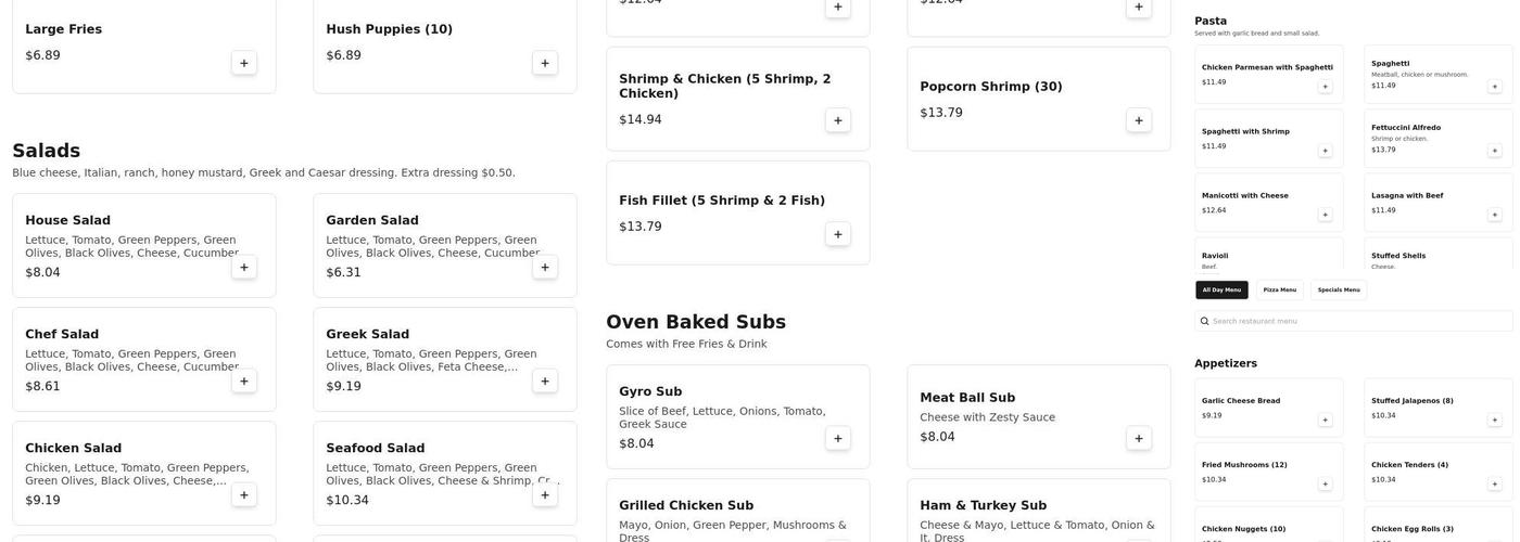 Texas Pizza Menu