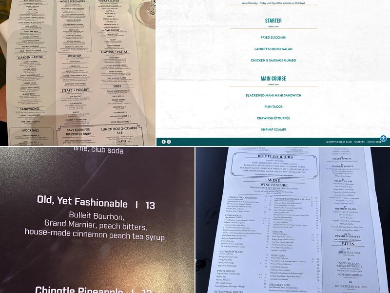 Landry's Seafood House Menu