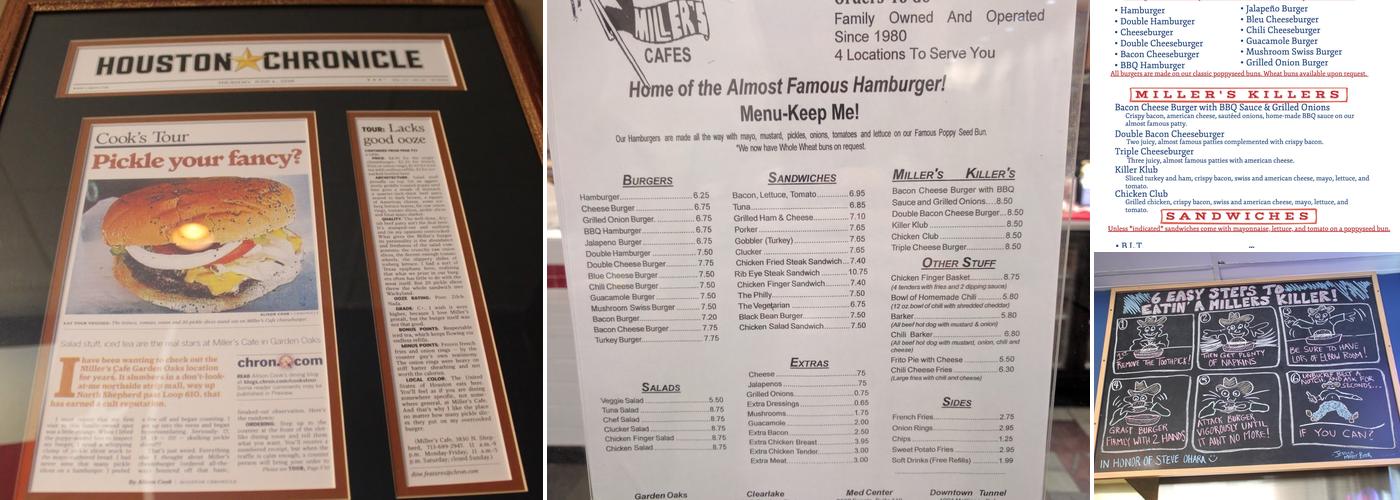Miller's Cafe Menu